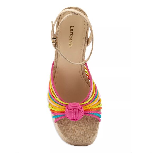 Larroude Valerie Knotted Satin Platform Sandals Sz 8.5 Multi 140MM Heel NEW $330 - Picture 5 of 16